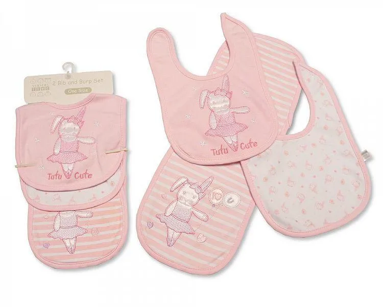 2 Bibs and Burp Cloth Set - Tutu Cute (Bw 104-761)