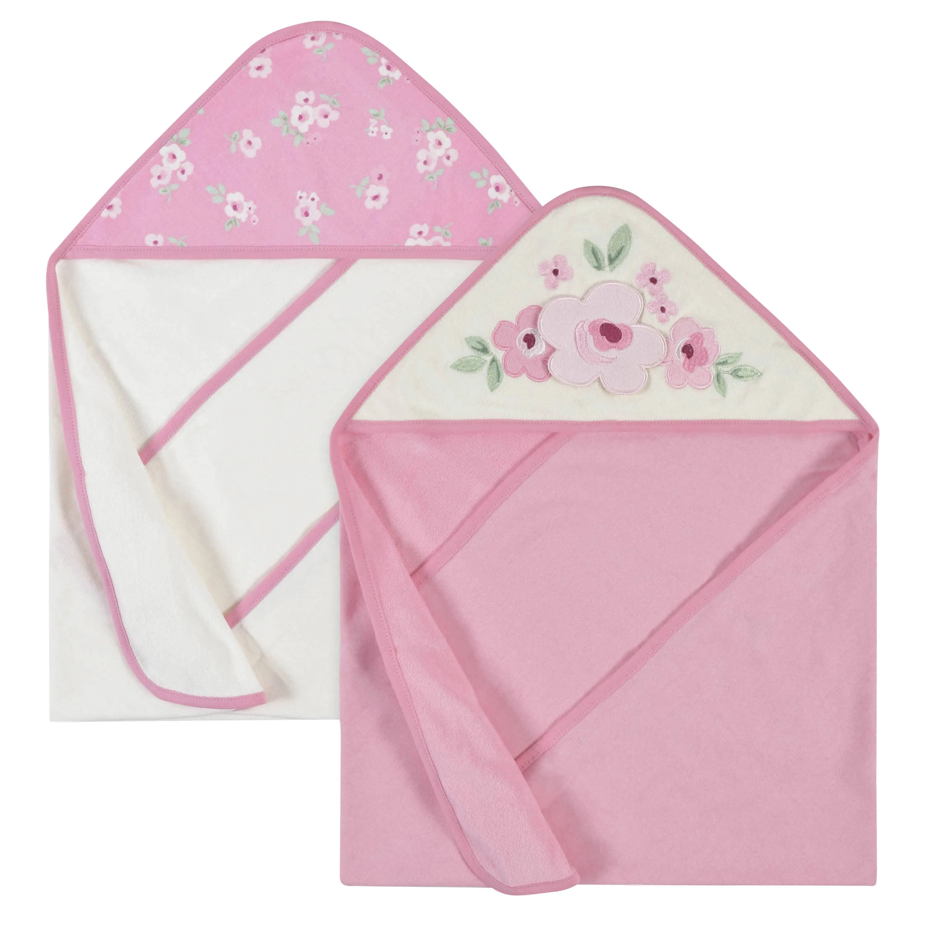 2-Pack Baby Girls Floral Hooded Towels