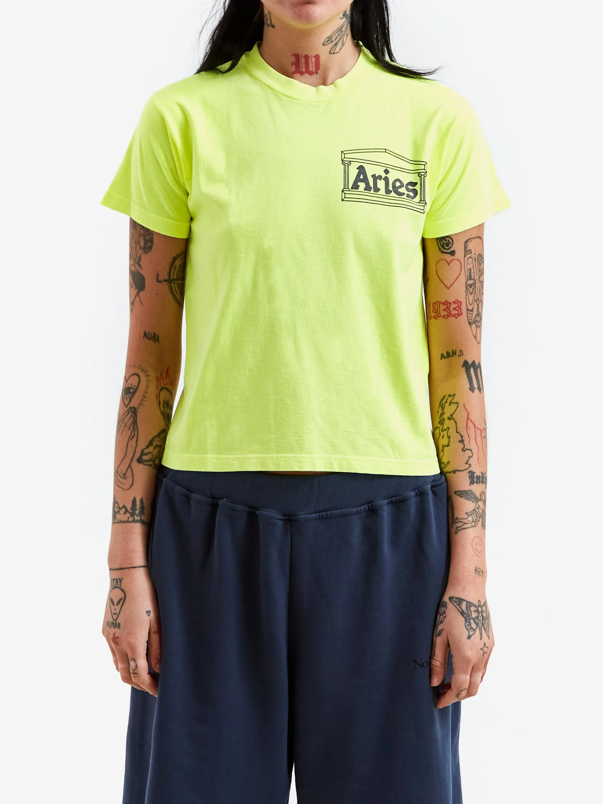 Aries Temple Short Sleeve Tee (Baby Fit) - Fluoro Yellow