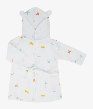 Baby Bath Robe - Plus & Minus Print