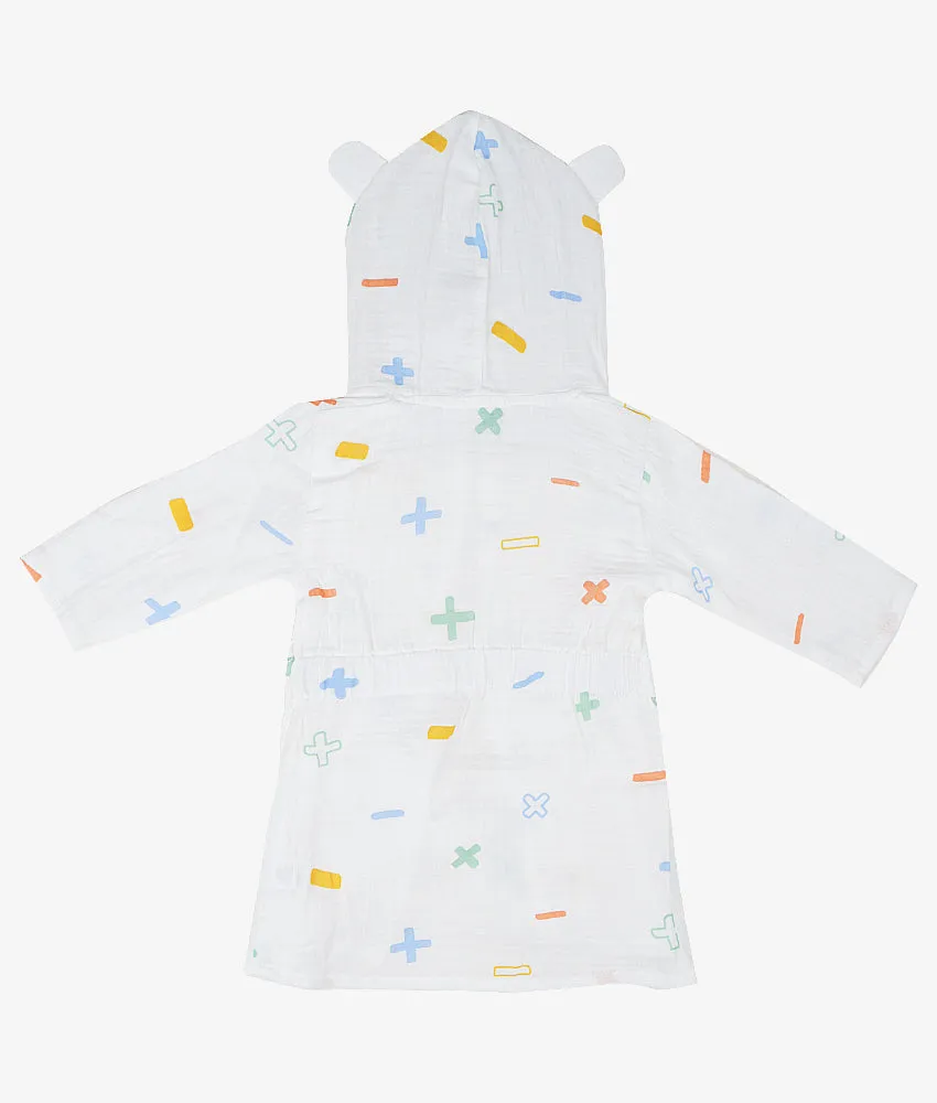 Baby Bath Robe - Plus & Minus Print