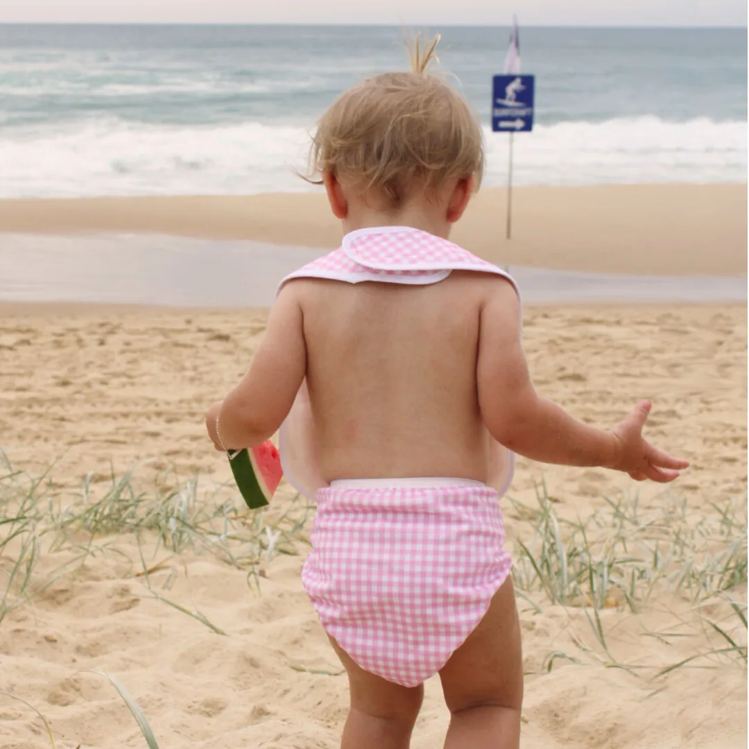 Baby Bib Tyoub Stay-dry Waterproof Fabric - Candy Pink Check