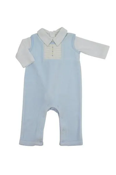 Baby Boy's "Joaquin" Blue Velour Overall Set