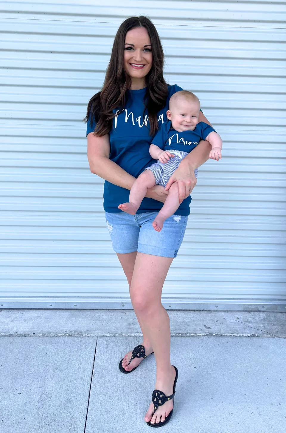 Baby Cursive "Mini” Short Sleeve Onesie- Blue