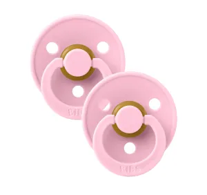 BIBS Colour Latex Baby Pacifier 2-Pack Pink/Pink