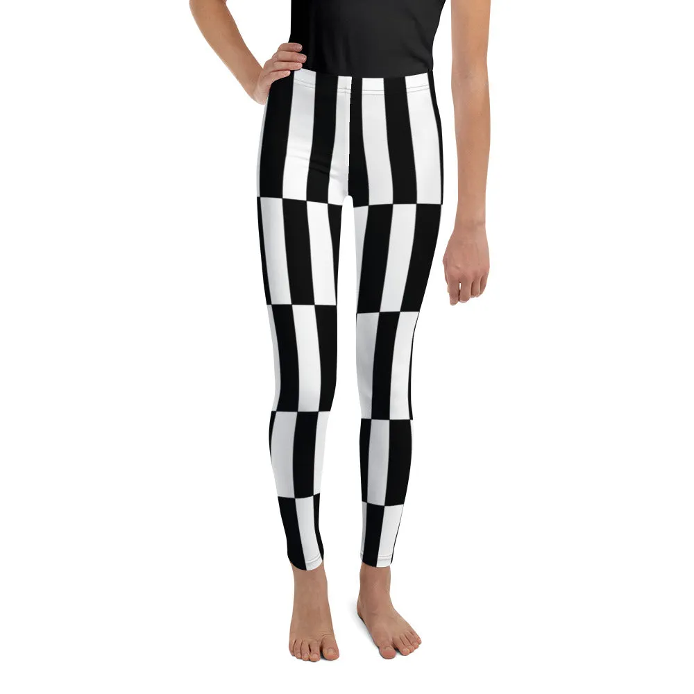 Black and White Optical Illusion Youth Leggings