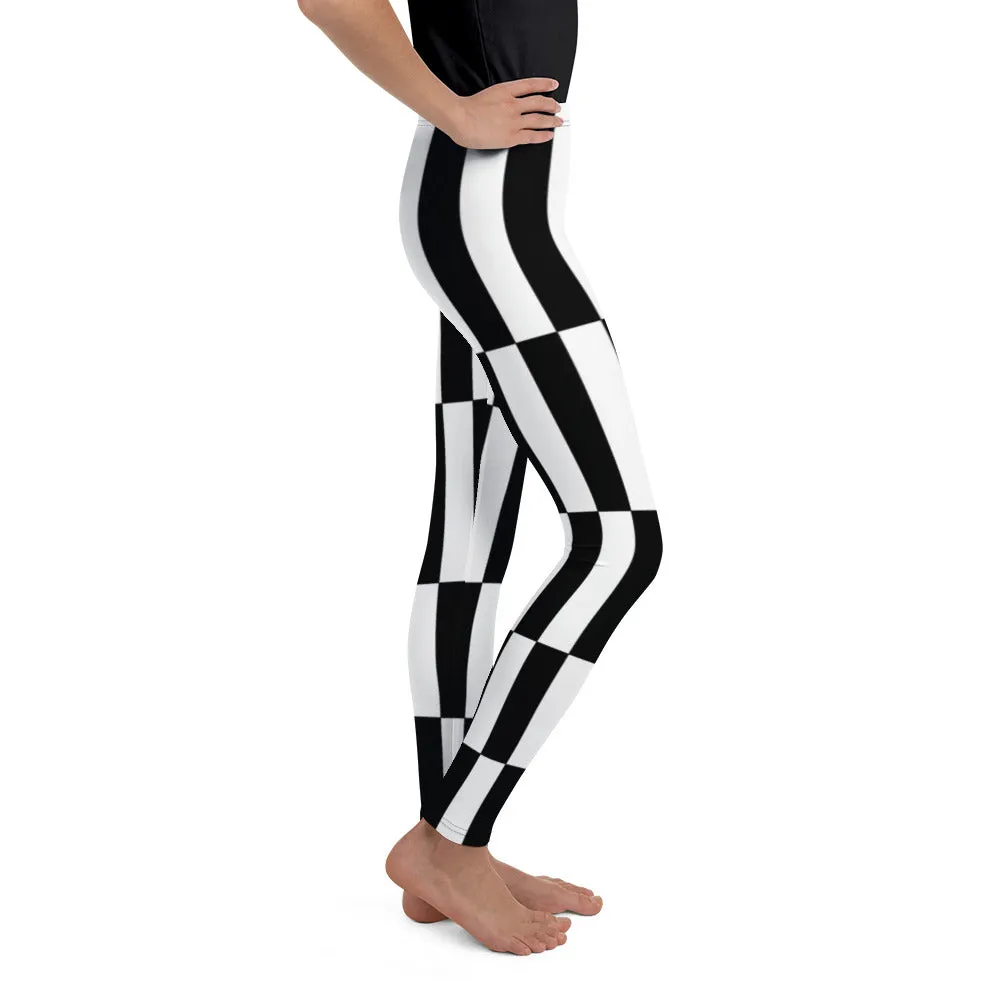 Black and White Optical Illusion Youth Leggings