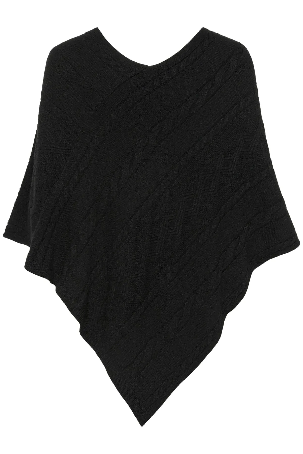 BLACK CABLE SWEATER KNIT PONCHO