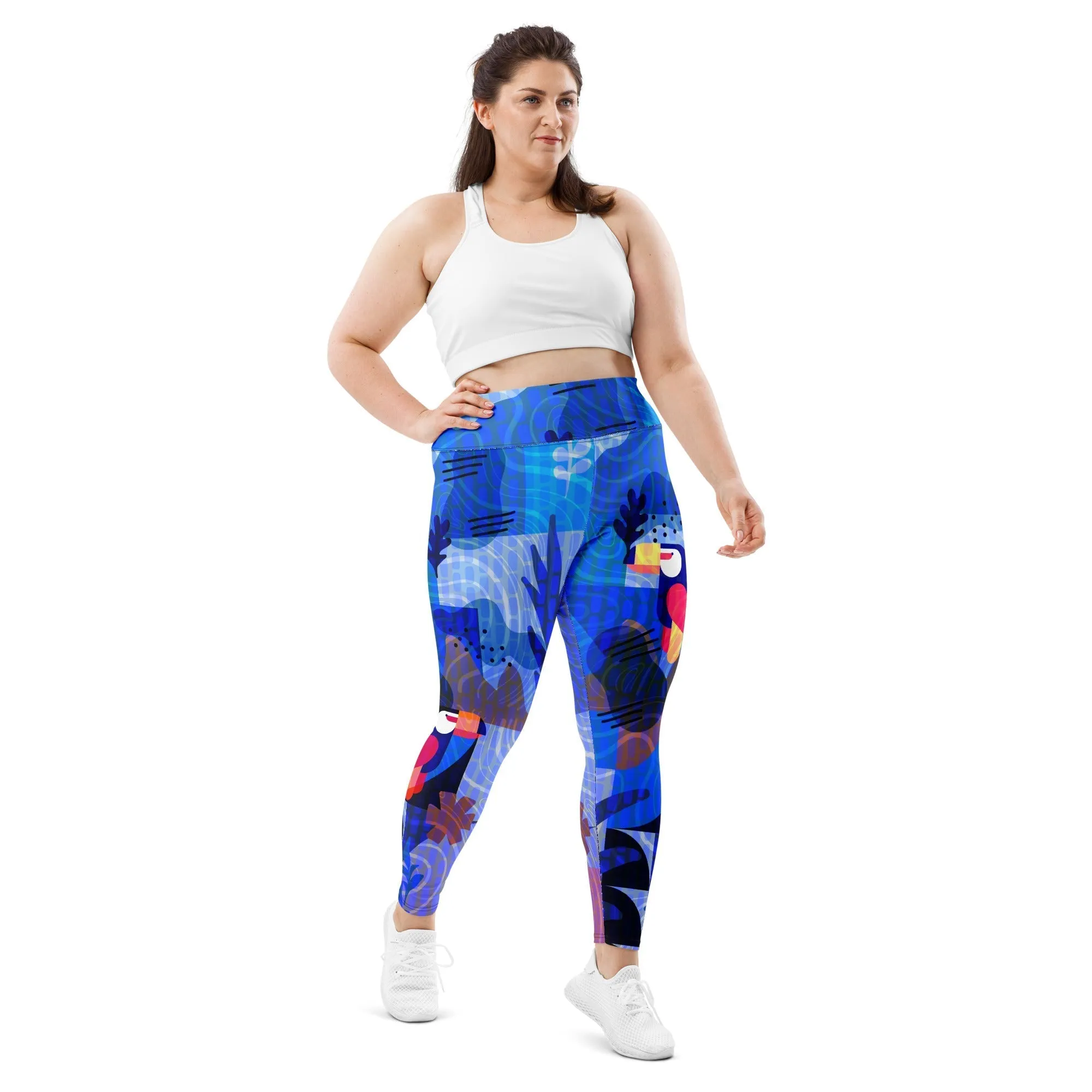 Blue Abstract Plus Size Leggings