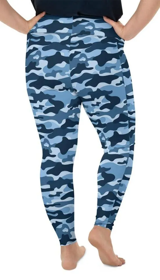 Blue Camo Plus Size Leggings