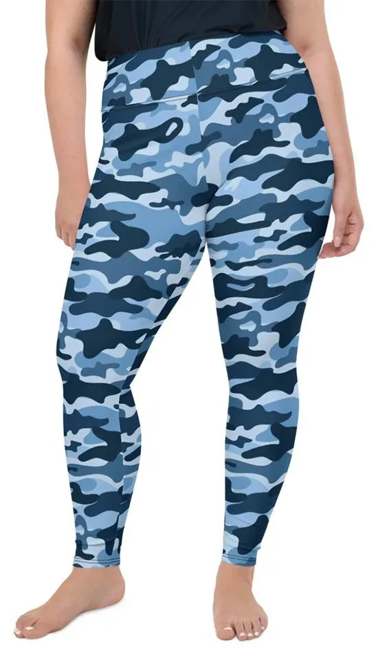 Blue Camo Plus Size Leggings