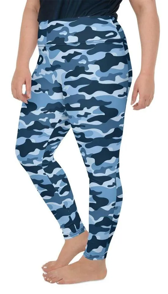 Blue Camo Plus Size Leggings