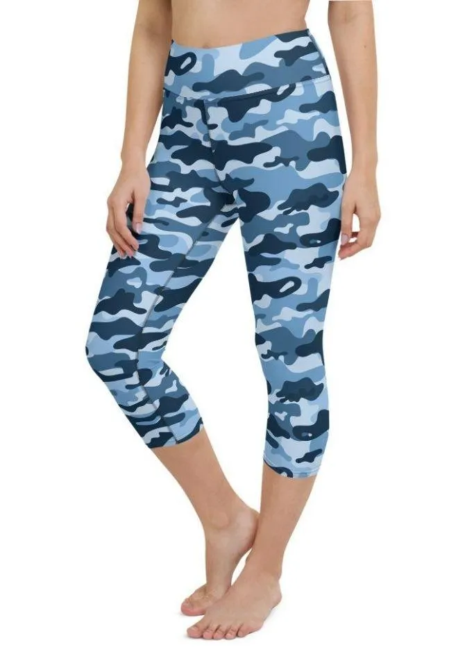 Blue Camo Yoga Capris