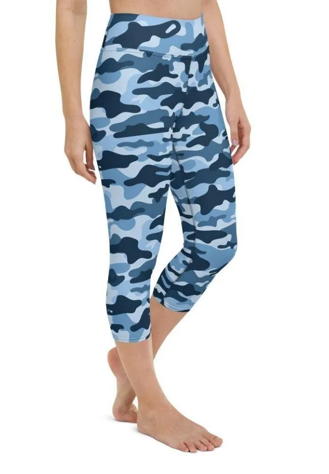 Blue Camo Yoga Capris