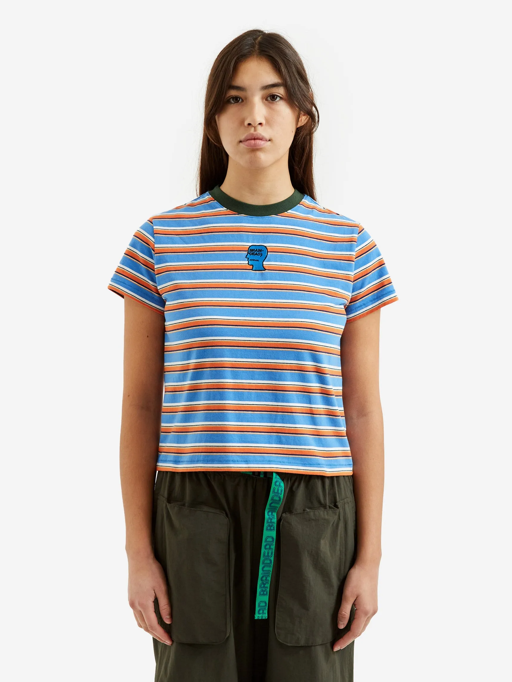 Brain Dead Classics Striped Baby Tee - Orange Multi