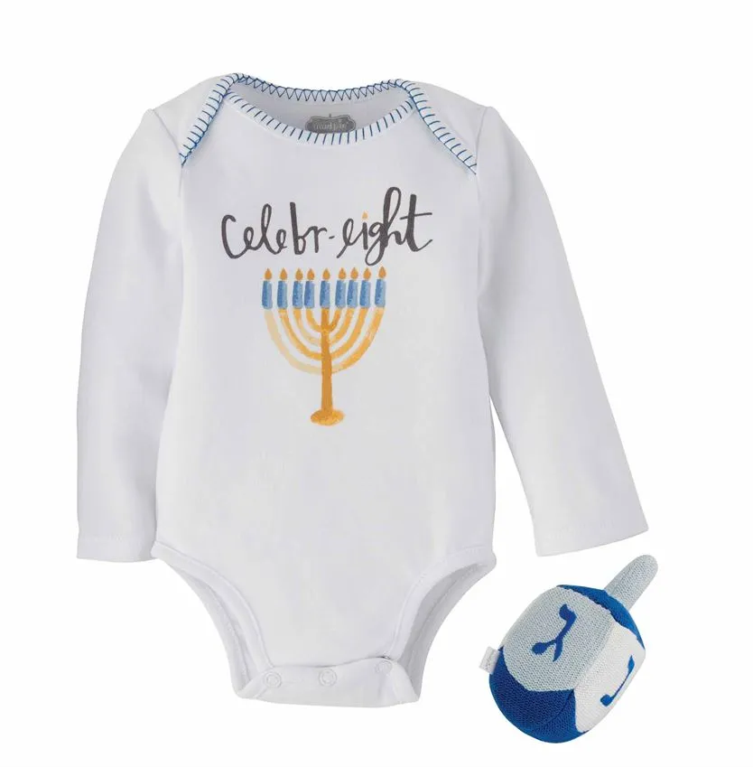 'Celebr-eight' Hanukkah Knit Rattle Gift Set by Mud Pie