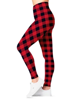 Christmas Leggings For Women - Buttery Soft Highwaisted Red Plaid Holiday