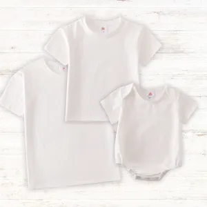 Cream blank basic t-shirt Adult Kids and baby bubble