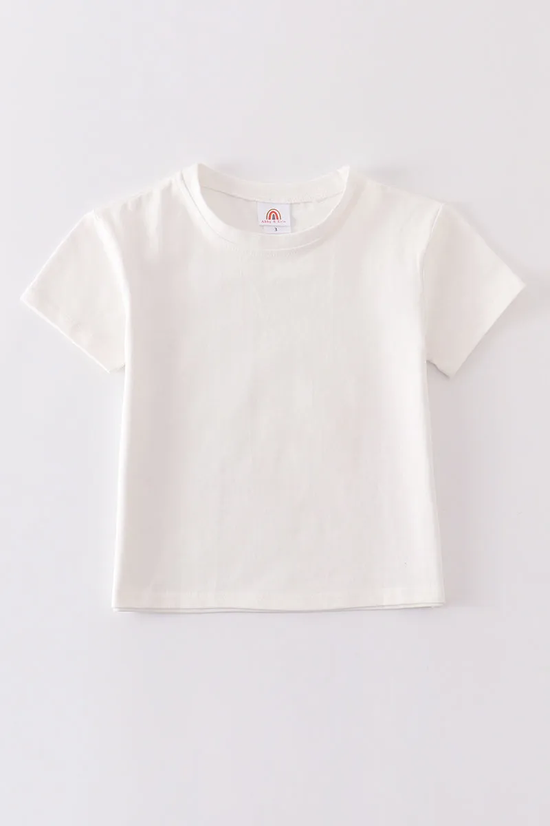 Cream blank basic t-shirt Adult Kids and baby bubble