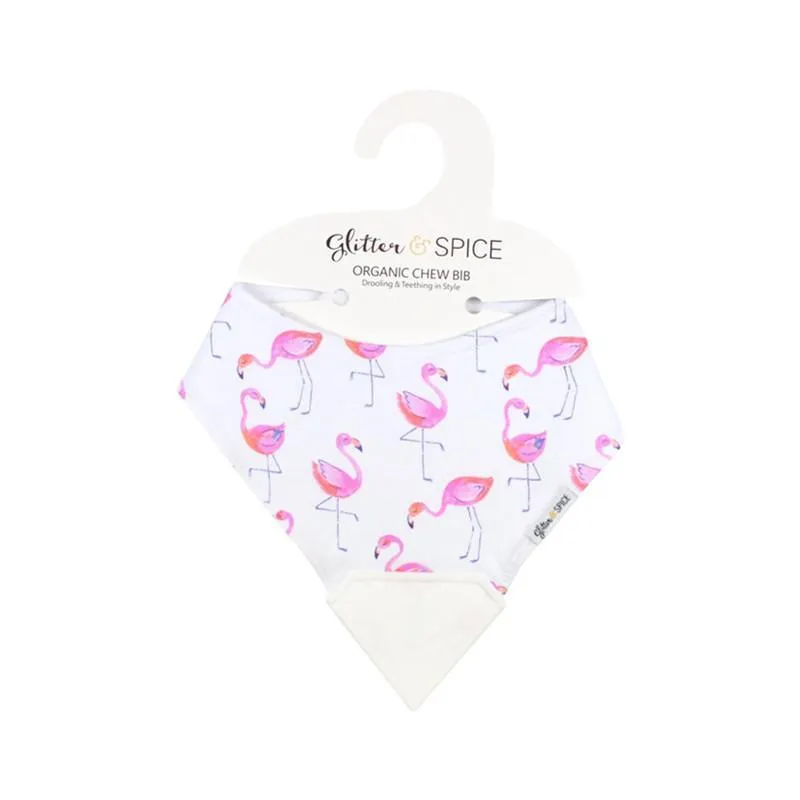 Glitter & Spice Organic Chew Bib - Flamingos