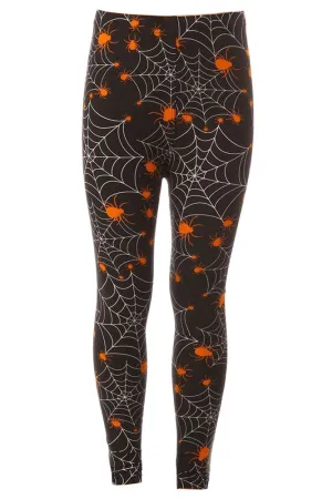 Kid's Halloween Spider Spiderweb Pattern Printed Leggings