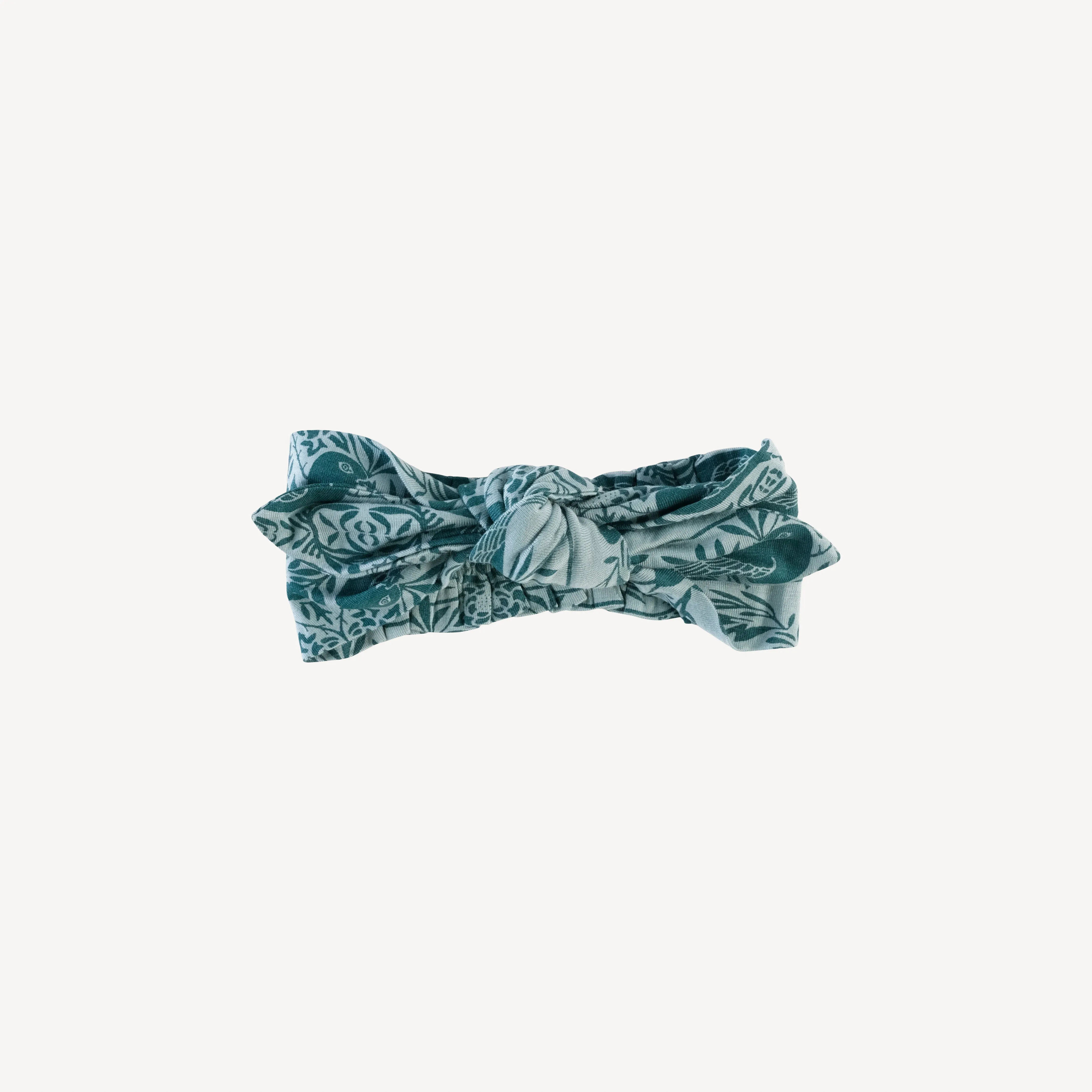 knot top elastic headband | teal bird nouveau | lenzing modal