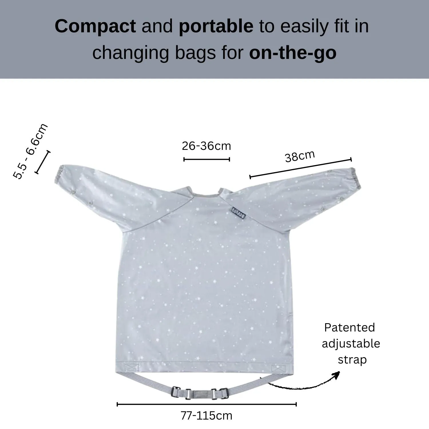 Long Sleeve Coverall Weaning Bib  Super Stars Grey