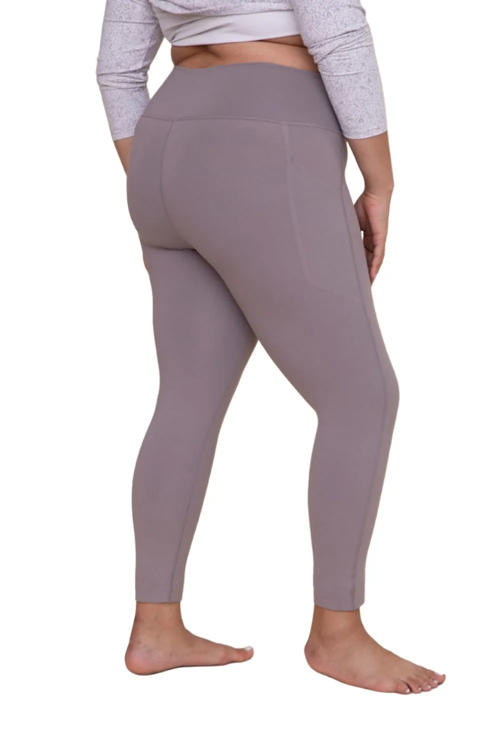 Mono B Laser-Cut and Bonded Essential Foldover Highwaist Leggings APH2713 Plus