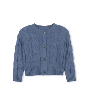 One Child Baby Jade Cable Knit Cardigan And Leggings Blue