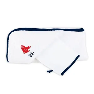 Personalized Boston Red Sox Hooded Towel & Wash Mitt Set