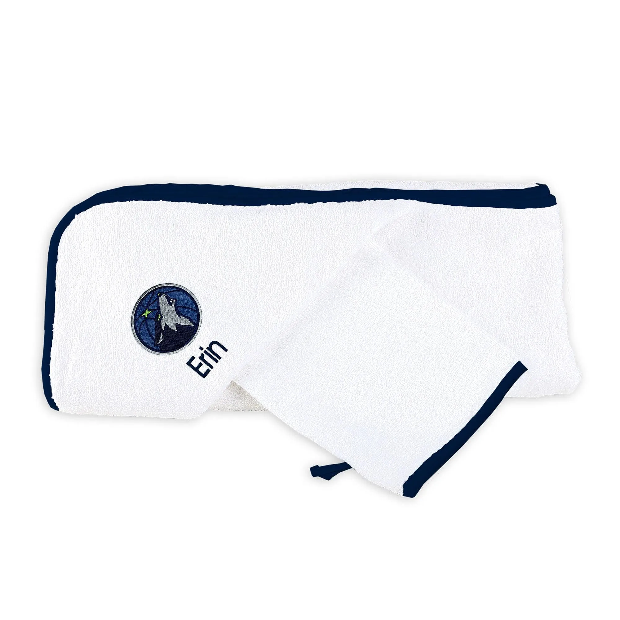 Personalized Minnesota Timberwolves Hooded Towel & Wash Mitt Set