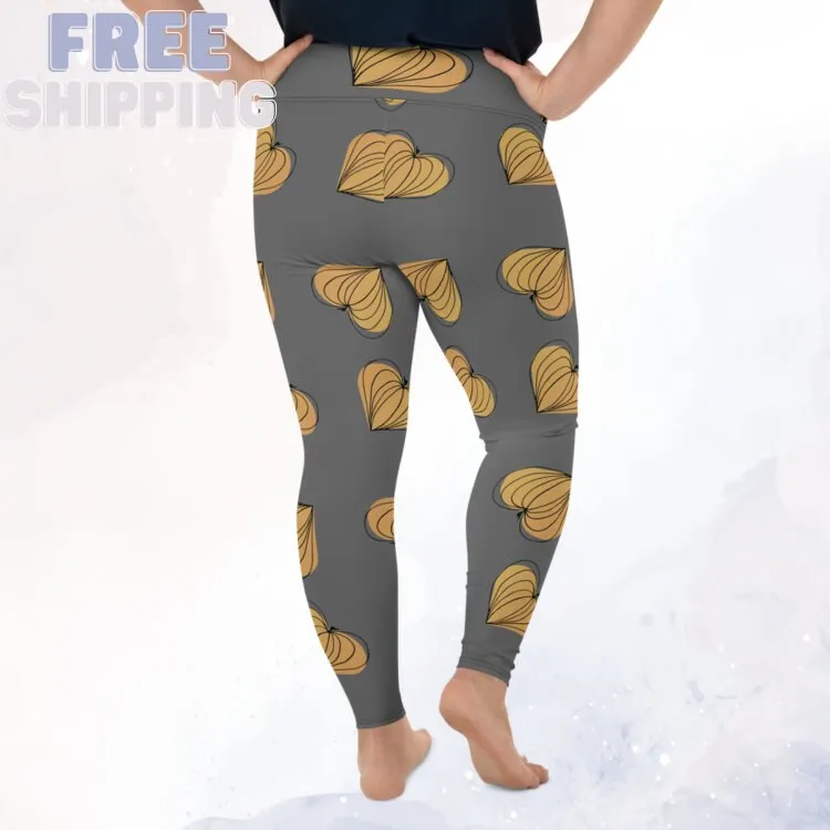 Pumpkin Hearts Hand Drawn Printed Plus Size Leggings