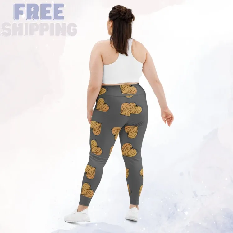 Pumpkin Hearts Hand Drawn Printed Plus Size Leggings