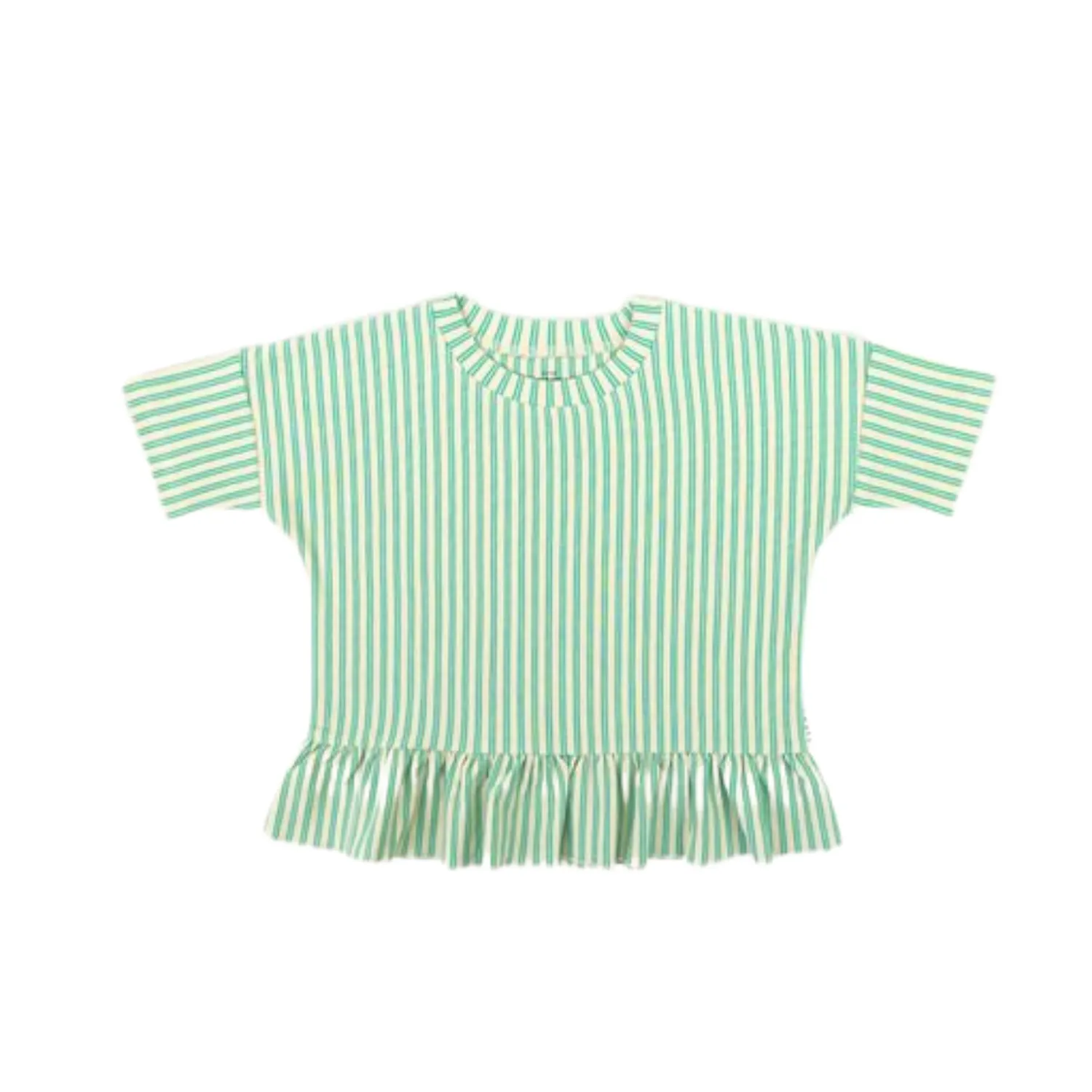 Rib Boxy Tee, Turquoise Stripe