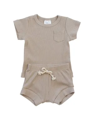 Ribbed Shorts Set – Oatmeal