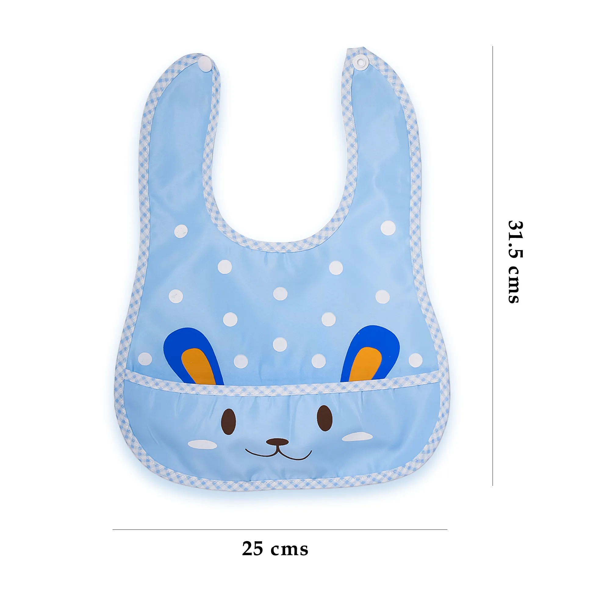 THE LITTLE LOOKERS Baby Button Bibs/Apron Cute Animated Print|with Tich Button & Front Pockets| Easy to Wipe Waterproof PVC Material for Newborns/Infants