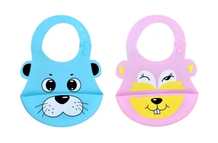 THE LITTLE LOOKERS Silicone Feeding Bib with Adjustable Strap, Waterproof, Easy to wash, Stain Proof | BPA Free/Soft Material Bibs with Tray/Food Catcher