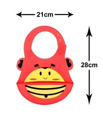 THE LITTLE LOOKERS Silicone Feeding Bib with Adjustable Strap, Waterproof, Easy to wash, Stain Proof | BPA Free/Soft Material Bibs with Tray/Food Catcher