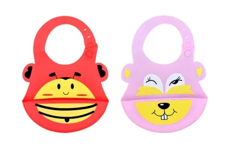 THE LITTLE LOOKERS Silicone Feeding Bib with Adjustable Strap, Waterproof, Easy to wash, Stain Proof | BPA Free/Soft Material Bibs with Tray/Food Catcher