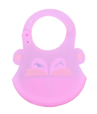 THE LITTLE LOOKERS Silicone Feeding Bib with Adjustable Strap, Waterproof, Easy to wash, Stain Proof | BPA Free/Soft Material Bibs with Tray/Food Catcher