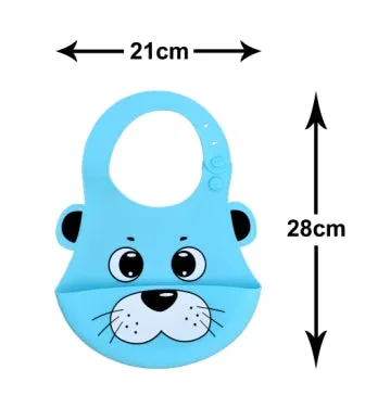 THE LITTLE LOOKERS Silicone Feeding Bib with Adjustable Strap, Waterproof, Easy to wash, Stain Proof | BPA Free/Soft Material Bibs with Tray/Food Catcher