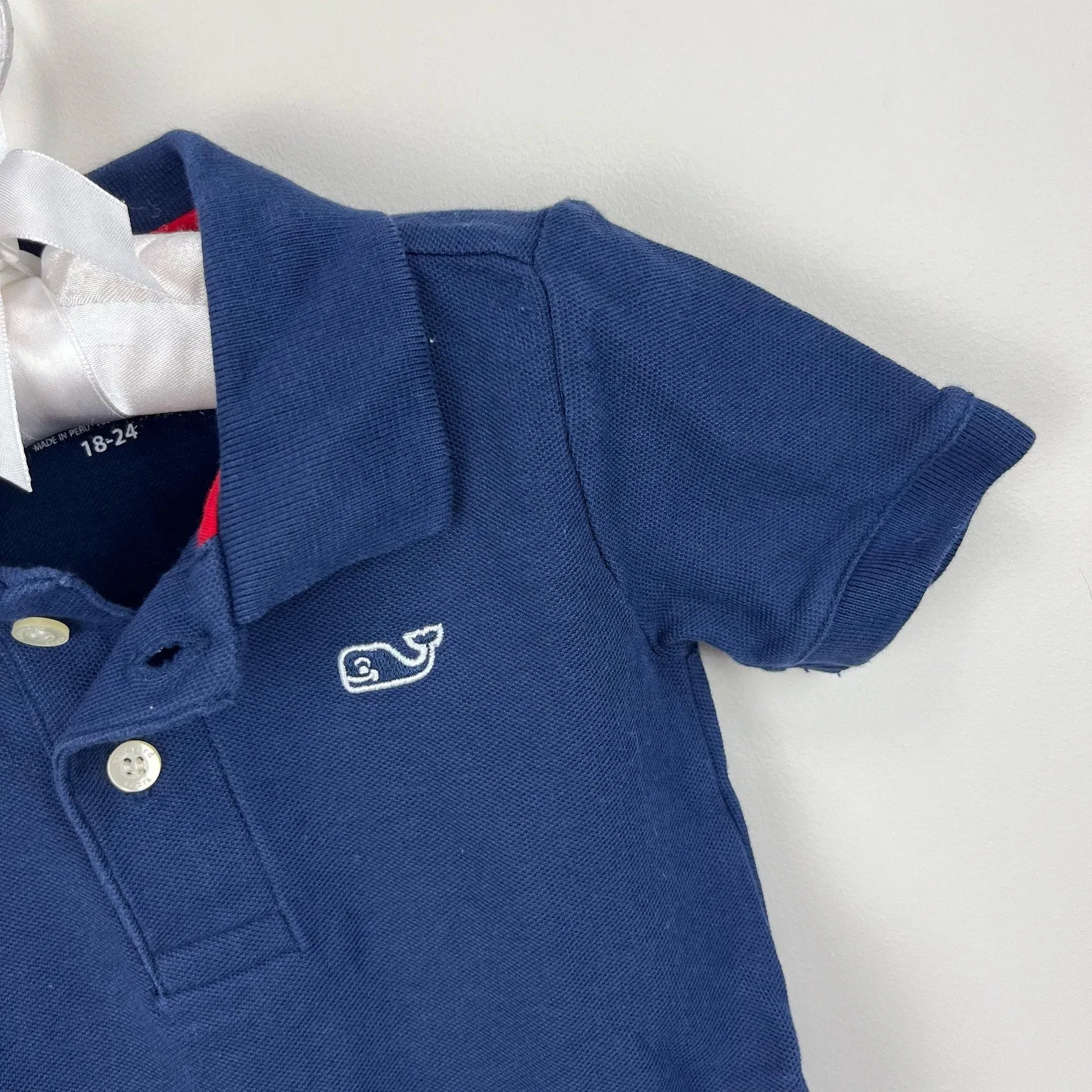 Vineyard Vines Flag Whale Polo Onesie 18-24 Months