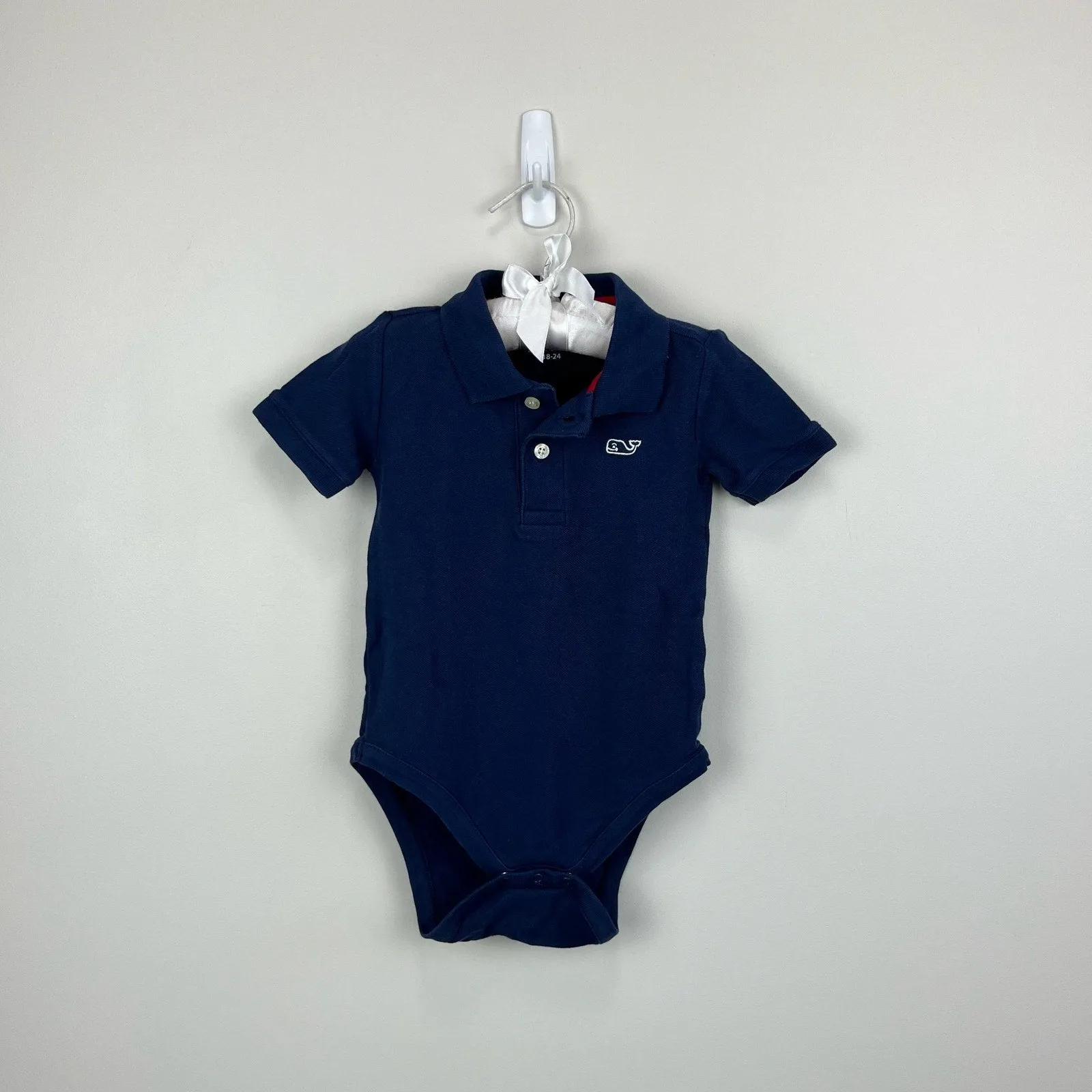 Vineyard Vines Flag Whale Polo Onesie 18-24 Months