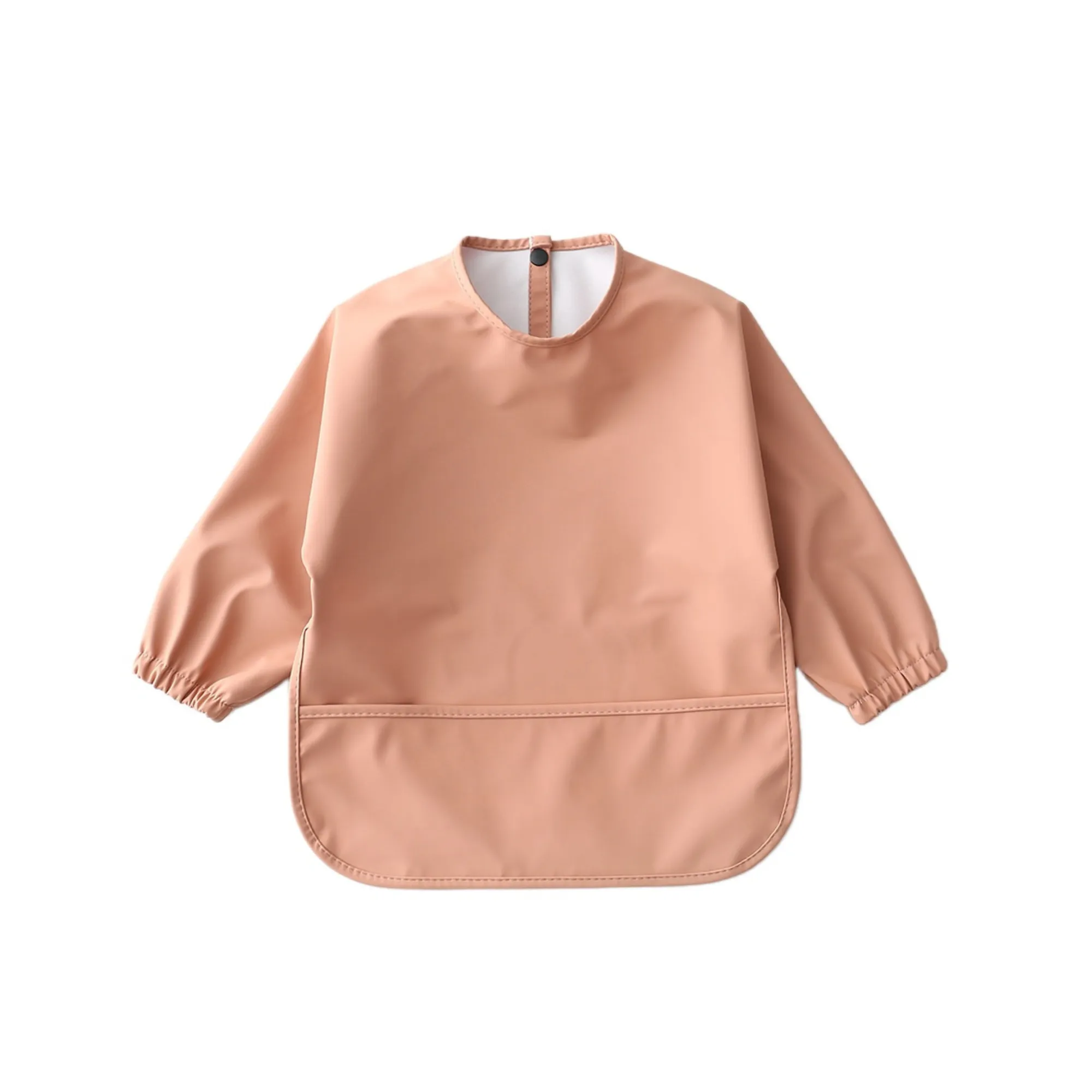 Waterproof Long Sleeve Baby Smock Bib in Cantaloupe