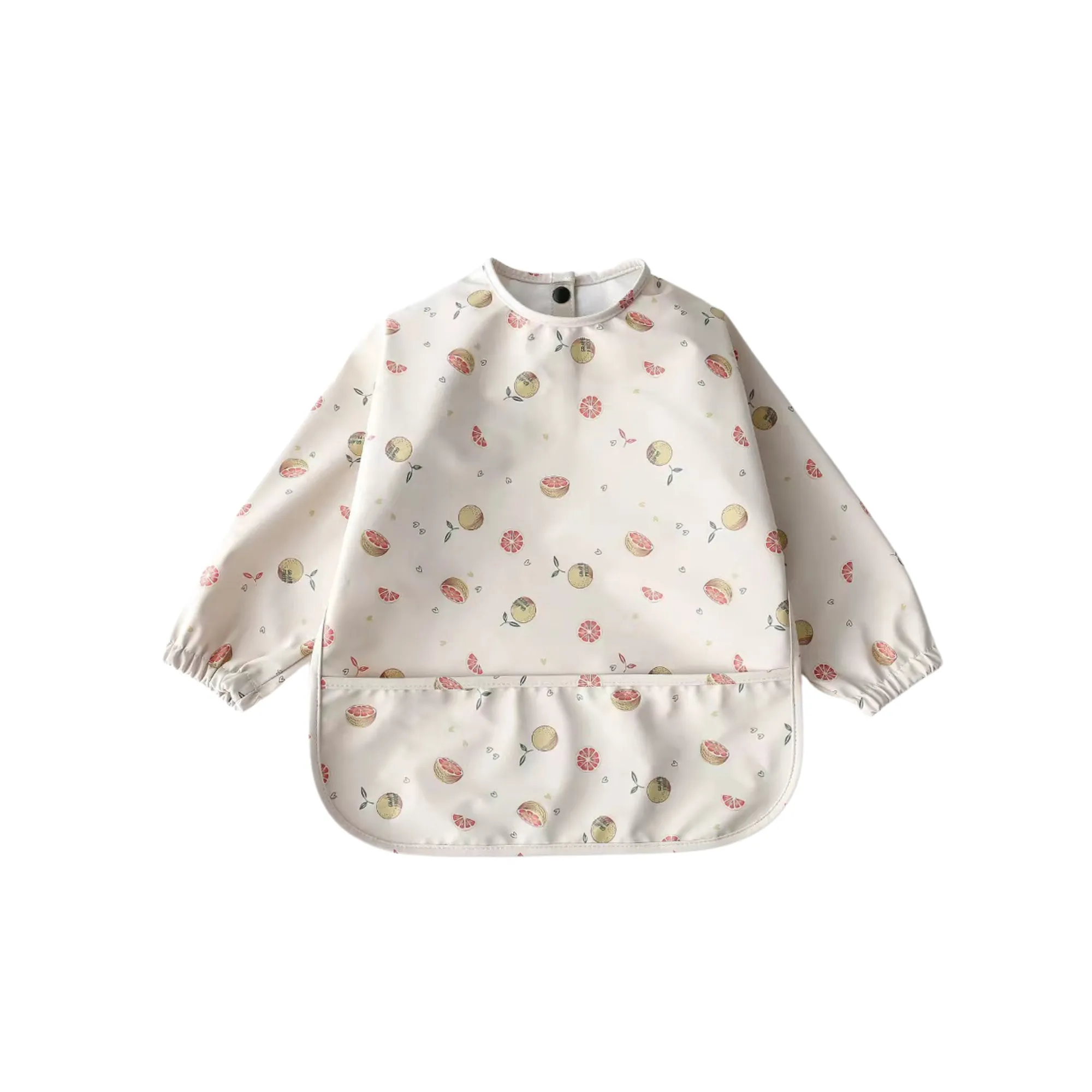 Waterproof Long Sleeve Baby Smock Bib in Grapefruit Groove