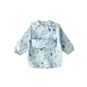 Waterproof Long Sleeve Baby Smock Bib in Jurassic Blue