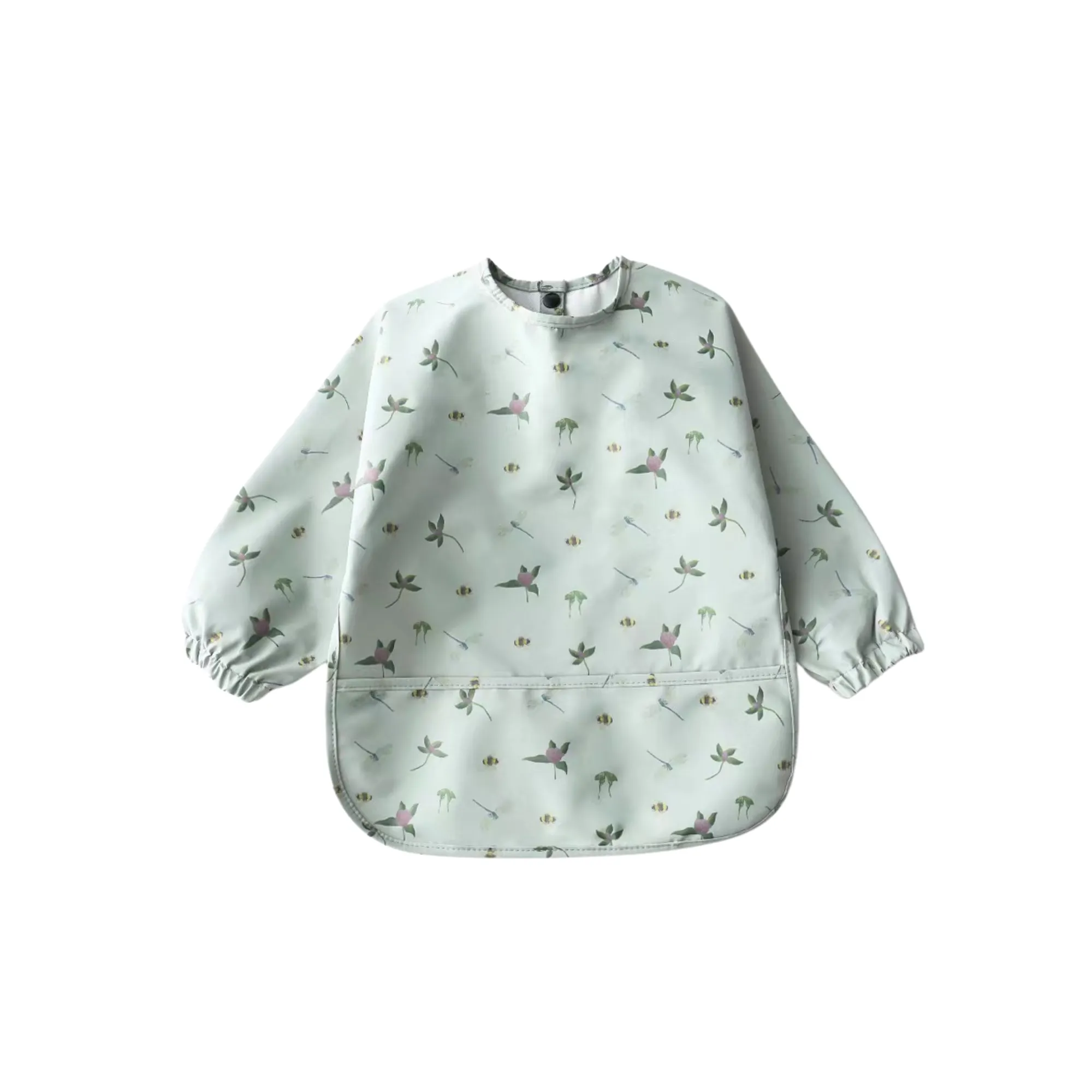 Waterproof Long Sleeve Baby Smock Bib in Lilypad Laughs