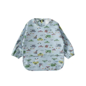 Waterproof Long Sleeve Baby Smock Bib in Motor Mischief