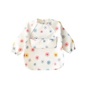 Waterproof Long Sleeve Baby Smock Bib in Petal Pop