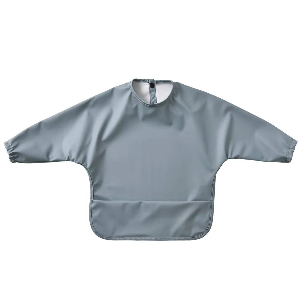 Waterproof Long Sleeve Baby Smock Bib in Sleepy Blue